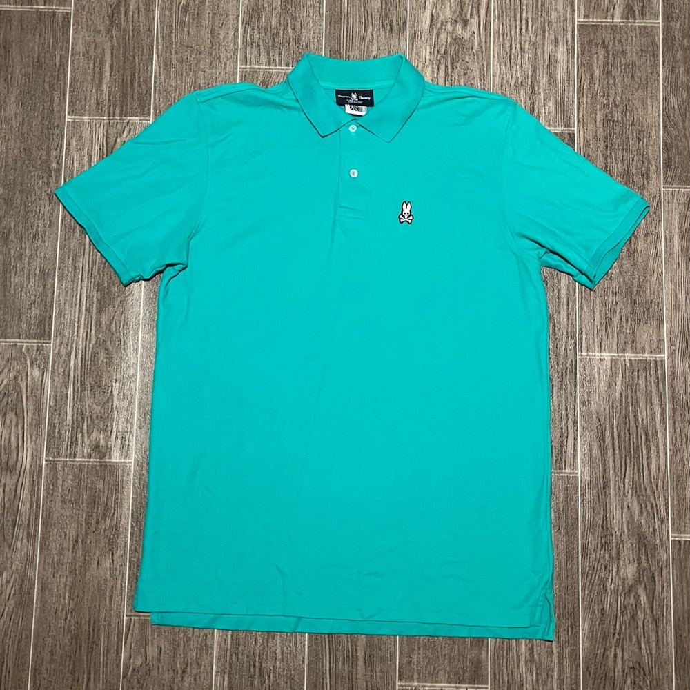 Psycho Bunny Mens Short Sleeve Polo Shirt Size 7 100% Pima Cotton Green